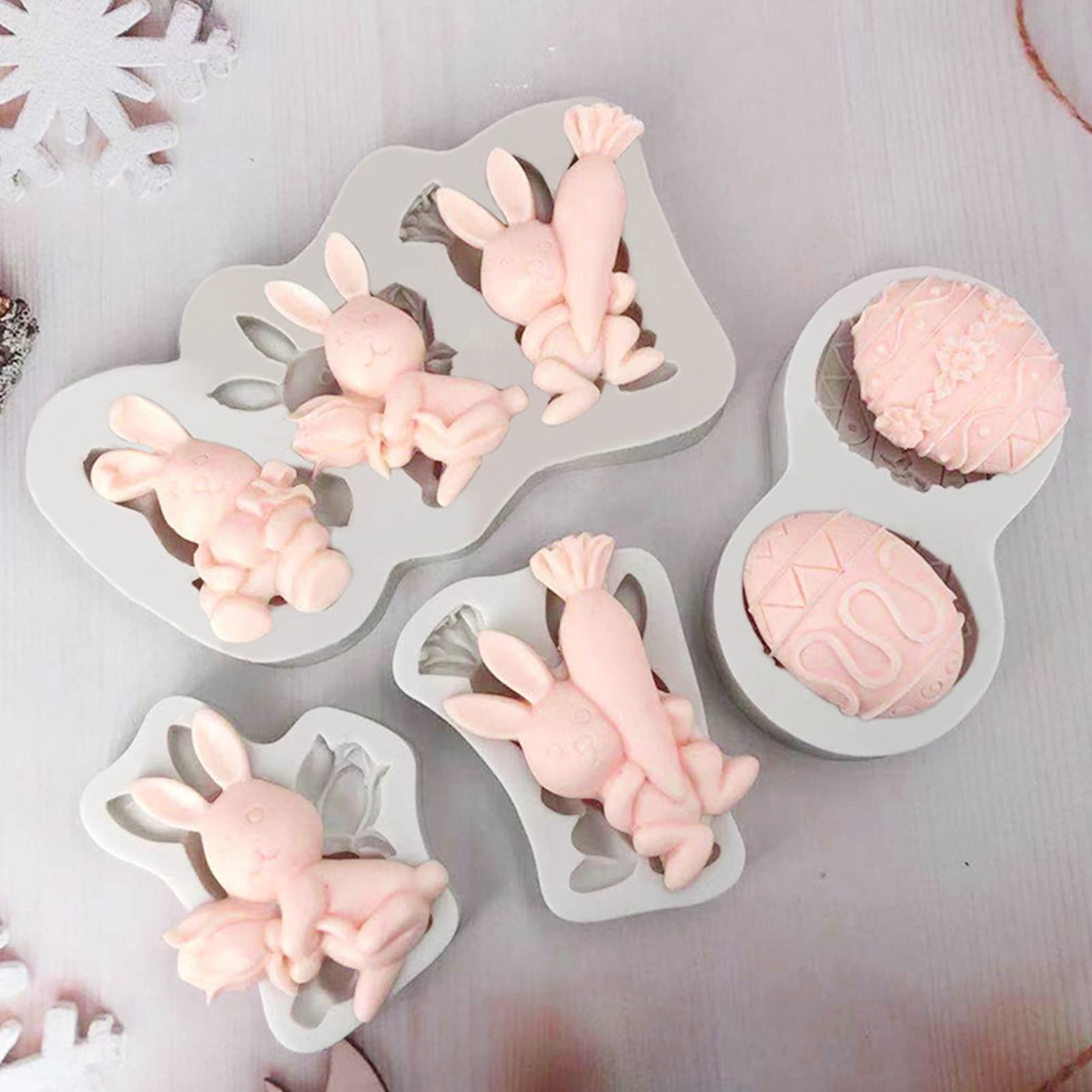 Lot De 2 Moules En Silicone Lapin De Pâques - Pour Chocolat, Cupcakes Et Décos Festives