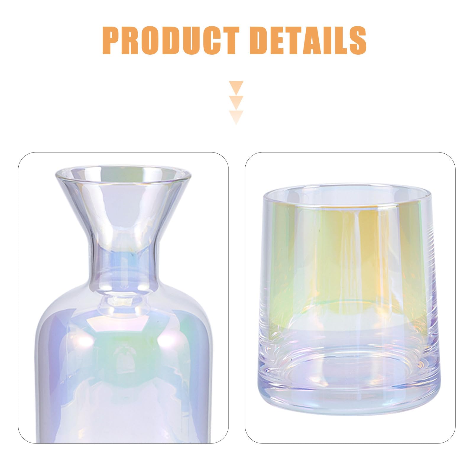 OUNONA Juego de Jarra de Agua y Vaso de Vidrio Transparente con Base de Madera, Resistente al Calor, Adecuado para Banquetes y Eventos Sociales