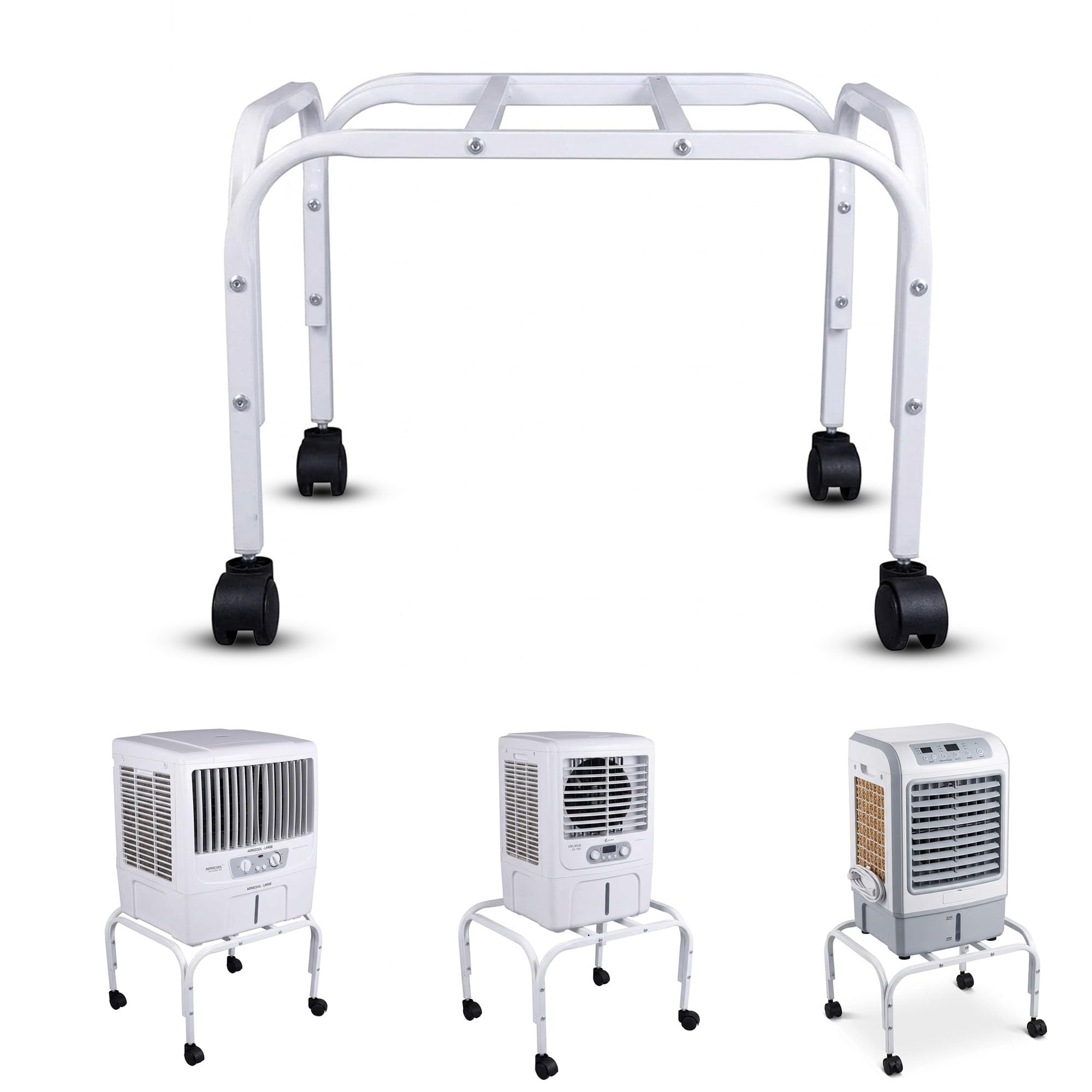 Mumma's LIFE Air Cooler Trolley Stand with Wheels (Metal Cooler Trolley) (White)-image-14