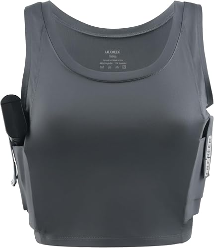 lilcreek Camiseta sin mangas oculta para mujer, pistola encubierta CCW, pistola, táctica, pistola, ropa