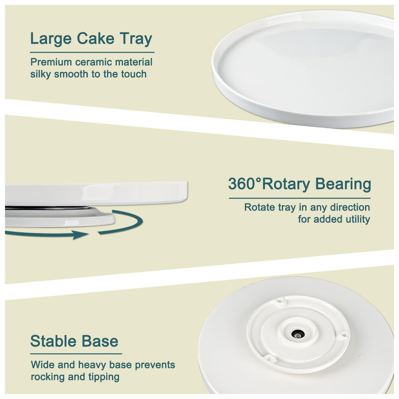 Soporte giratorio de cerámica para tartas, paquete de 2 unidades de 12.8 pulgadas, blanco, redondo, tocadiscos para decorar, soporte para cupcakes, postres, fiestas, bodas