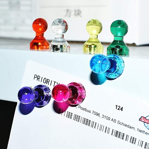 Miniatura 5 de 56 pines magnéticos para pizarra blanca de color transparente, uso en casa, escuela, aula y oficina (0.433 x 0.669 in, amarillo)