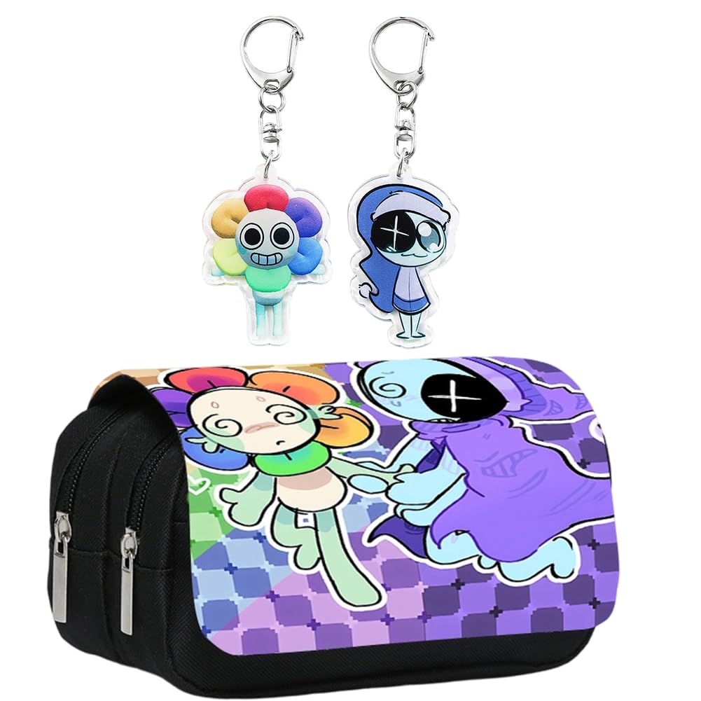 ZPSOSPZ Cartoon Pencil Case Set for Kids - Large Capacity School Pouch with Cute Keychain,Waterproof Pen Organiser,Cute Student Pencil Case Cartoon Stationery Holder for Boys & Girls