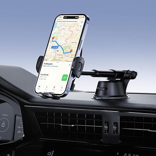 Miniatura 9 de Soporte de teléfono para automóvil, soporte para teléfono para parabrisas de salpicadero de automóvil, brazo telescópico ajustable de 360 (4.8-7