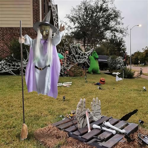 Sorcière Volante Anti Pluie Décoration Extérieure Halloween