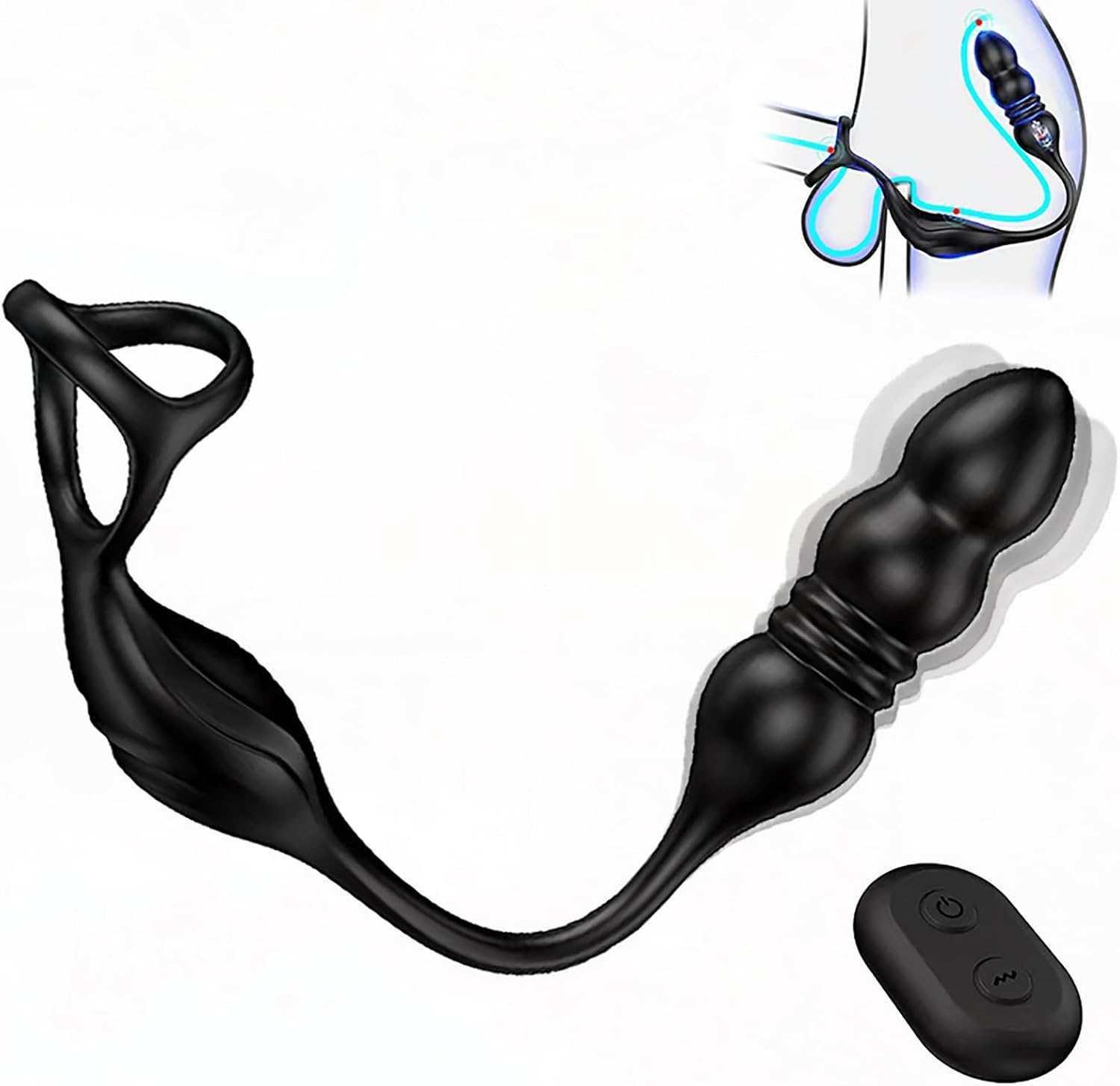 Anal Vibrator with Remote Control Prostate Massager Male Cock Ring Anal Sex Toys Men Anal Dildo Anal Plug Anal Beads with 9 Thrusting and Vibrating Modes Couple Adult Toys - Amazon product rated Grade D