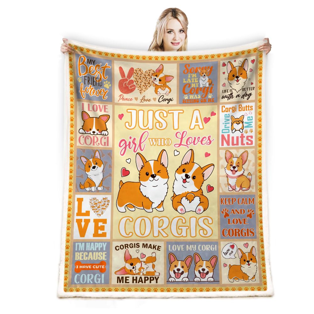 Corgi Gifts for Corgi Lovers,Corgi Blanket,Just a Girl Who Loves Corgis,Corgi Blankets for Corgi Lovers Gift for Boys Girls Adults Corgi Lovers Puppy Dog Blanket Corgi Decor 50"X60" Blankets