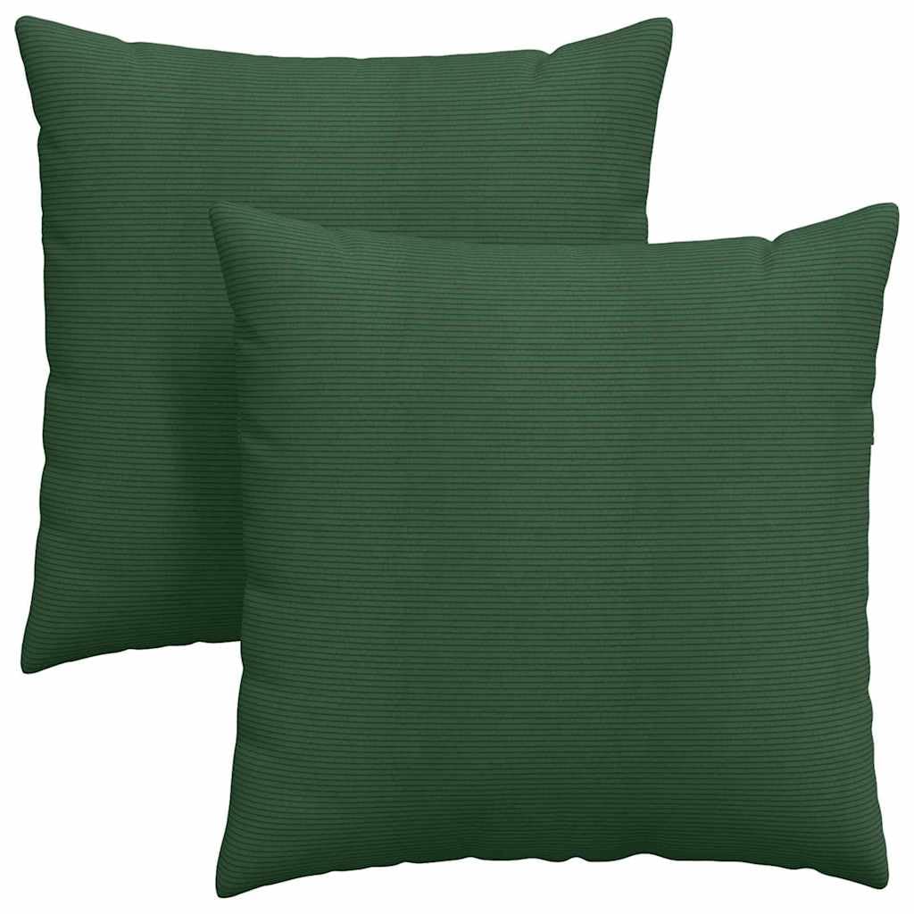 Set di 2 cuscini da divano, 80 x 80 cm, cuscini decorativi in morbido tessuto a coste, con rivestimento sfoderabile e imbottitura in poliestere, per soggiorno, verde scuro
