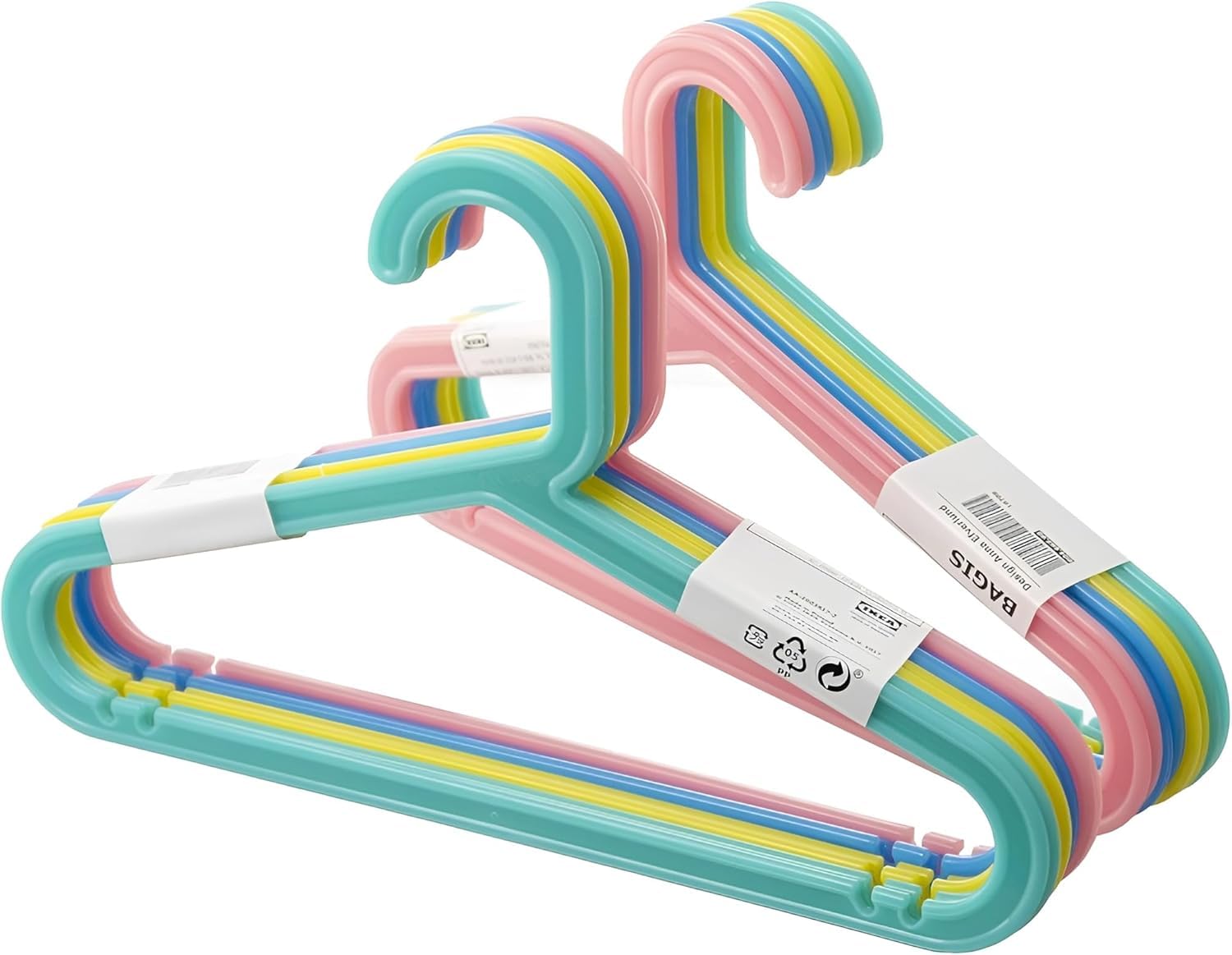 BAGIS Kids Children's Clothes Hangers, Mixed Pastel Colours, Set of 16