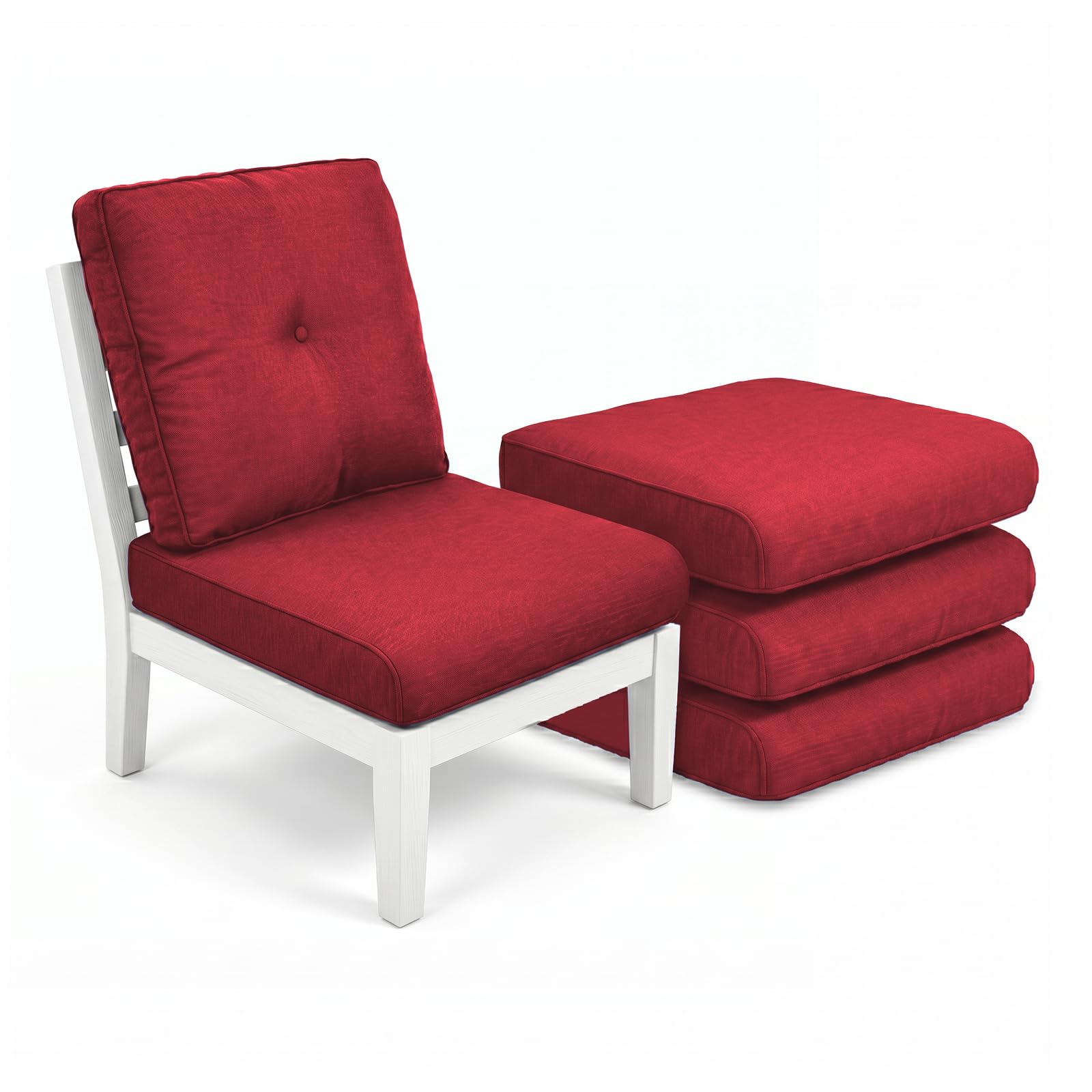 Luxury 4" Thick Outdoor Cushion Set of 4 - 22x24 Patio Furniture Cushions with 28D High-Density Foam, Water-Resistant &amp; Fade-Resistant Fabric, Removable Covers for Patio Furniture Sofa Couch -Red