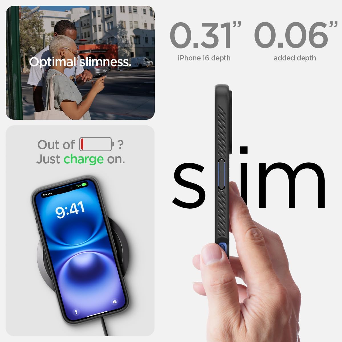 Spigen Case for iPhone 16 Case, Liquid Air Armor Designed for Apple iPhone 16 - Matte Black - Image 6