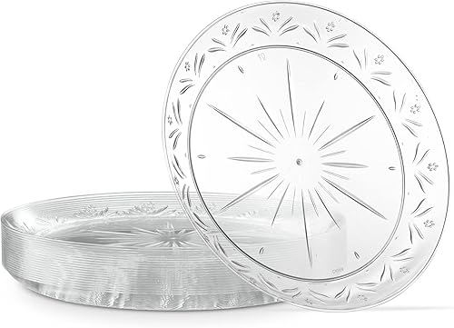 PLASTICPRO Plato de fiesta de plástico duro desechable de 6 pulgadas de peso pesado, transparente, tamaño de postre, paquete de 40