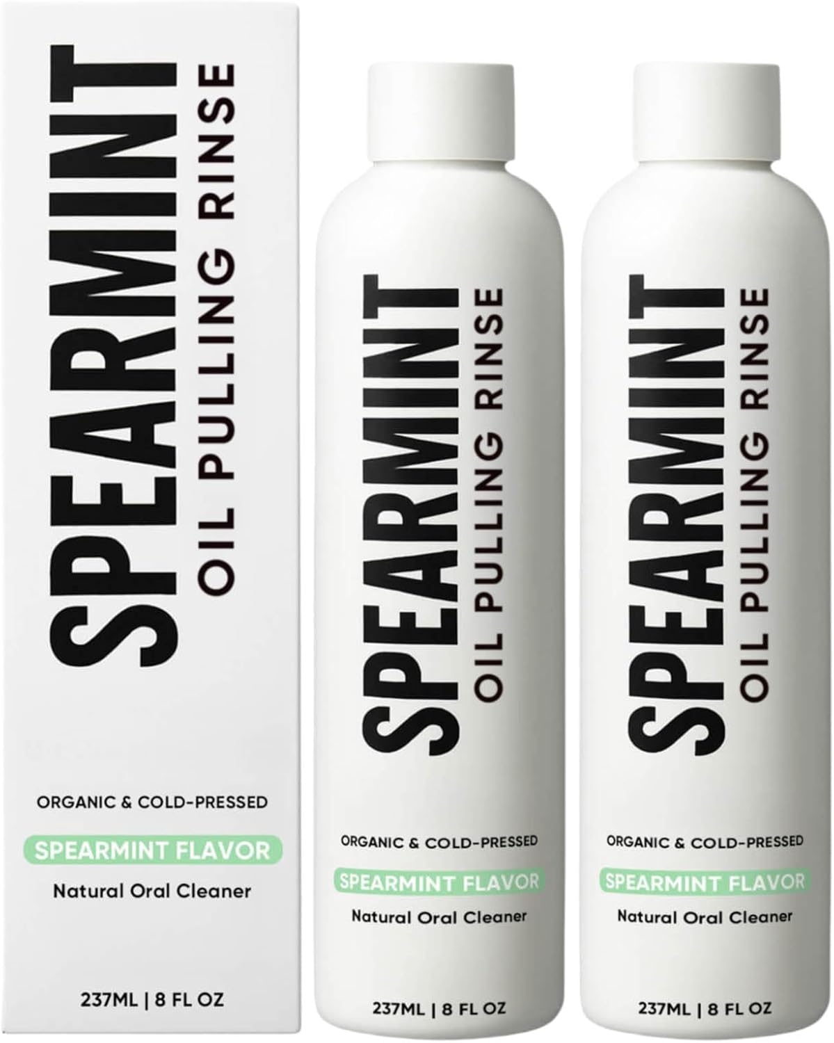 Spearmint Oil Pulling Rinse – with Organic Cold-Pressed Coconut Oil & Mentha Haplocalyx Oil, Natural Mouthwash for Fresh Breath, Healthy Gums & Teeth Whitening, 8 fl oz (2)