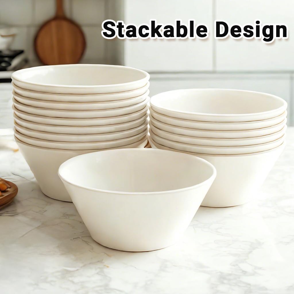 5 oz White Small Serving Bowls (25-Pack Bowls Set), Food Grade ABS Plastic, Mixing Bowls for Dips, Dessert, Ice Cream Bowl for Home, Catering, Parties, Kitchen & Restaurant Use