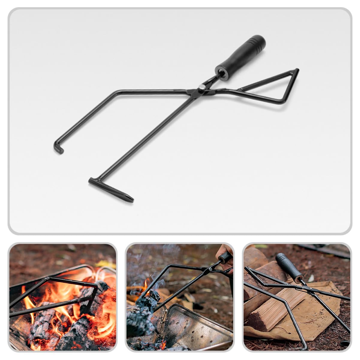 Pinza per Carbone da Barbecue e Focolare con Manico in Legno