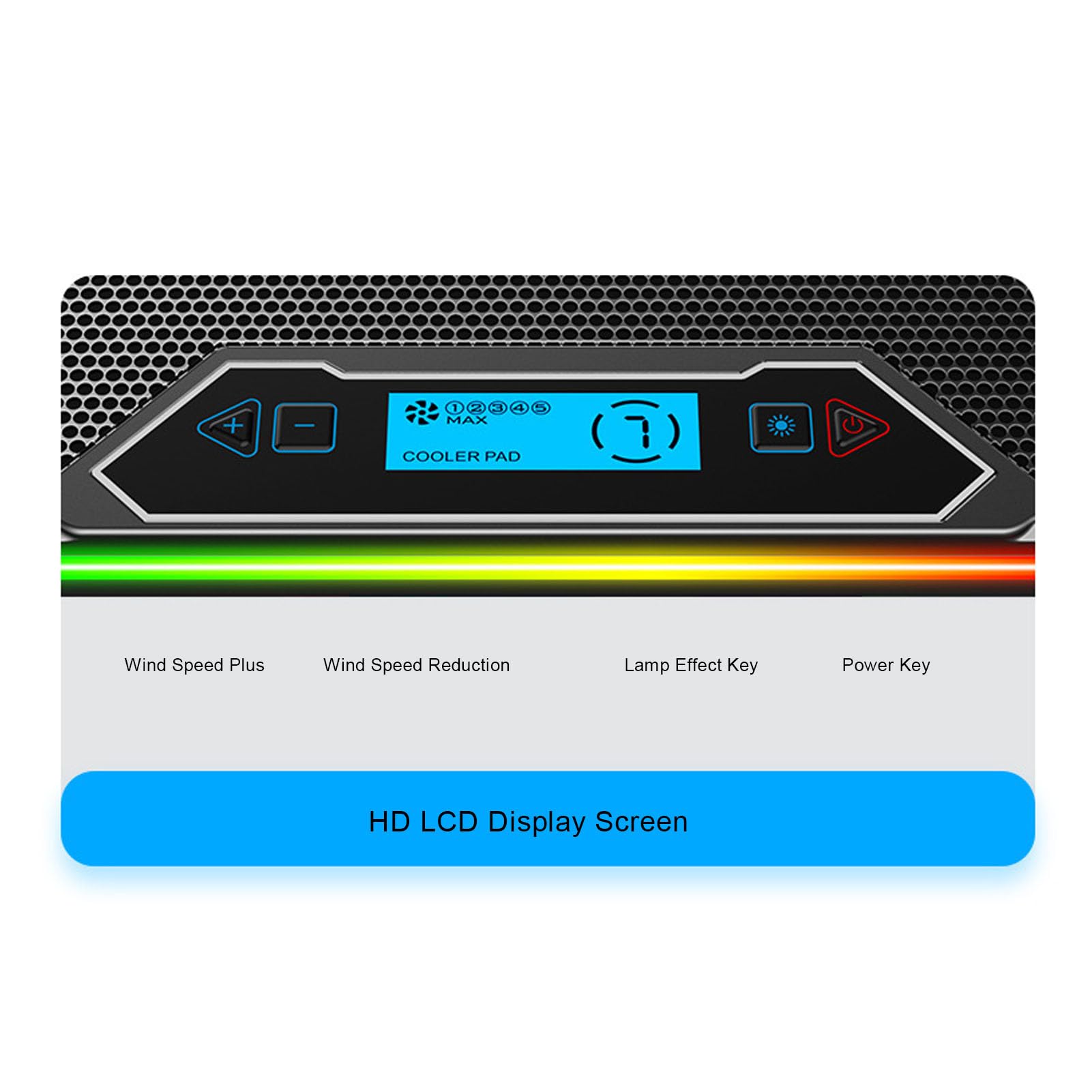 Almohadilla de Enfriamiento para Computadora Portátil RGB Enfriamiento Potente Velocidades Ajustables Enfriador de 12 a 19 Pulgadas para Jugadores Metal y ABS (14 Aficionados)