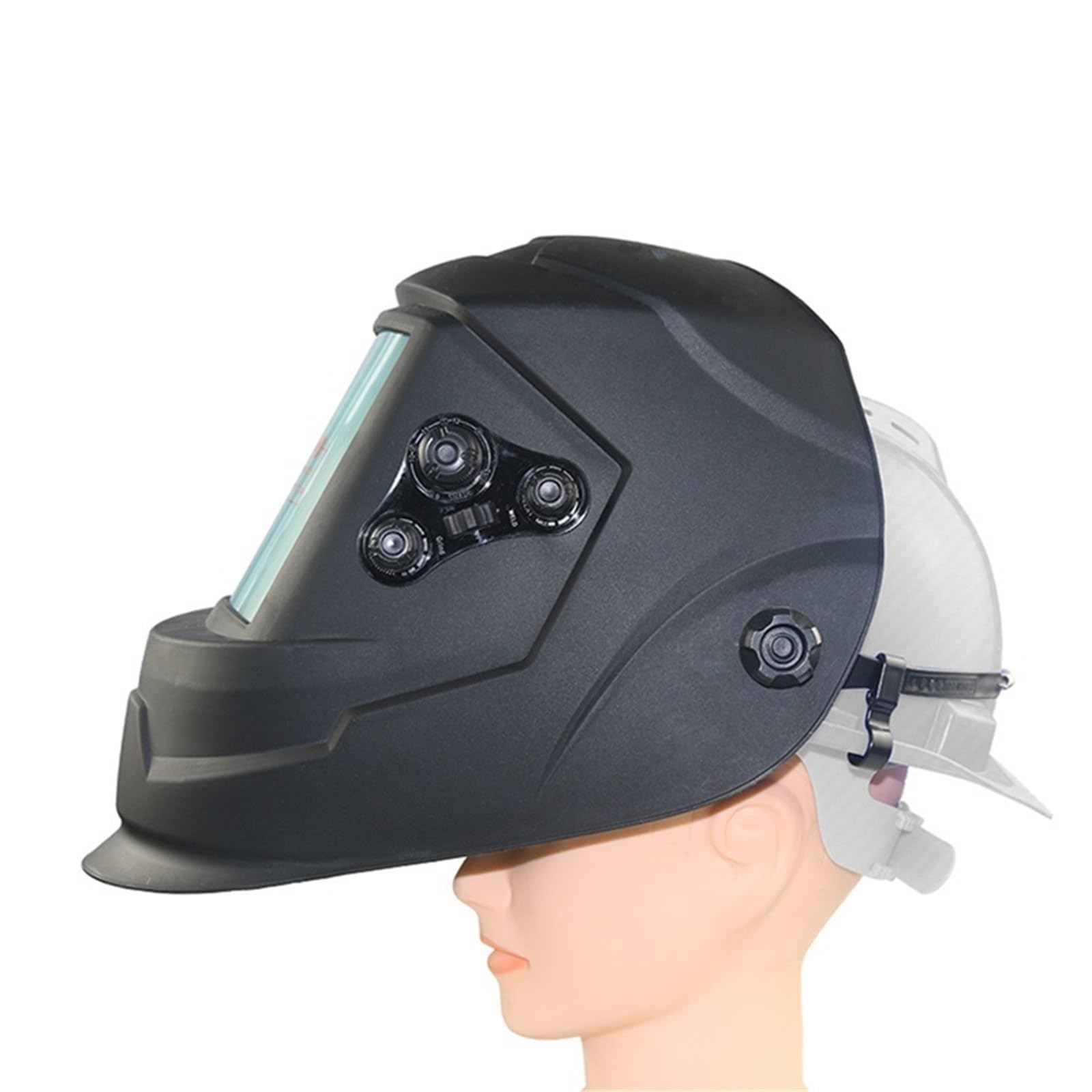 Maschera Saldatura Leggera, Maschera protettiva for saldatura solare con oscuramento automatico DIN5-DIN13, 4 sensori, regolabile esternamente, finestra grande 100 mm x 93,0(True color set)