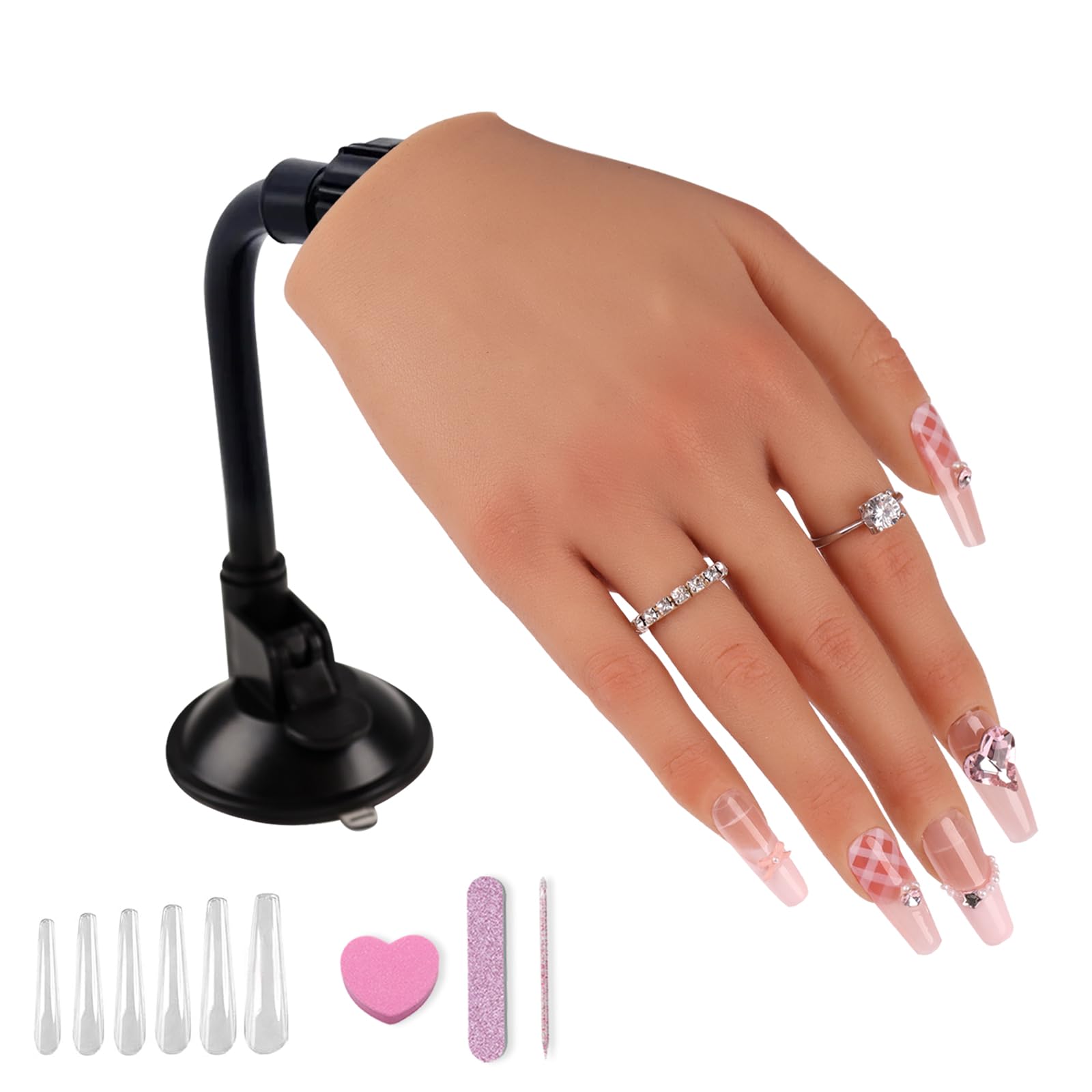 KnowU Mano para Practicar Uñas, Silicona Mano Practicas Manicura con Soporte, Mano de Practicas de Uñas, Right