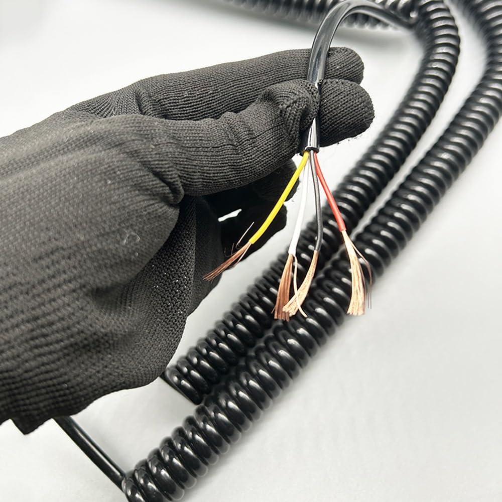 Kabel spiralny sprężynowy 20AWG czarny kabel spiralny sprężynowy odporny na zimno przewód zasilający 4-żyłowy zwijana cewka (rozciągliwość 3,75 m)