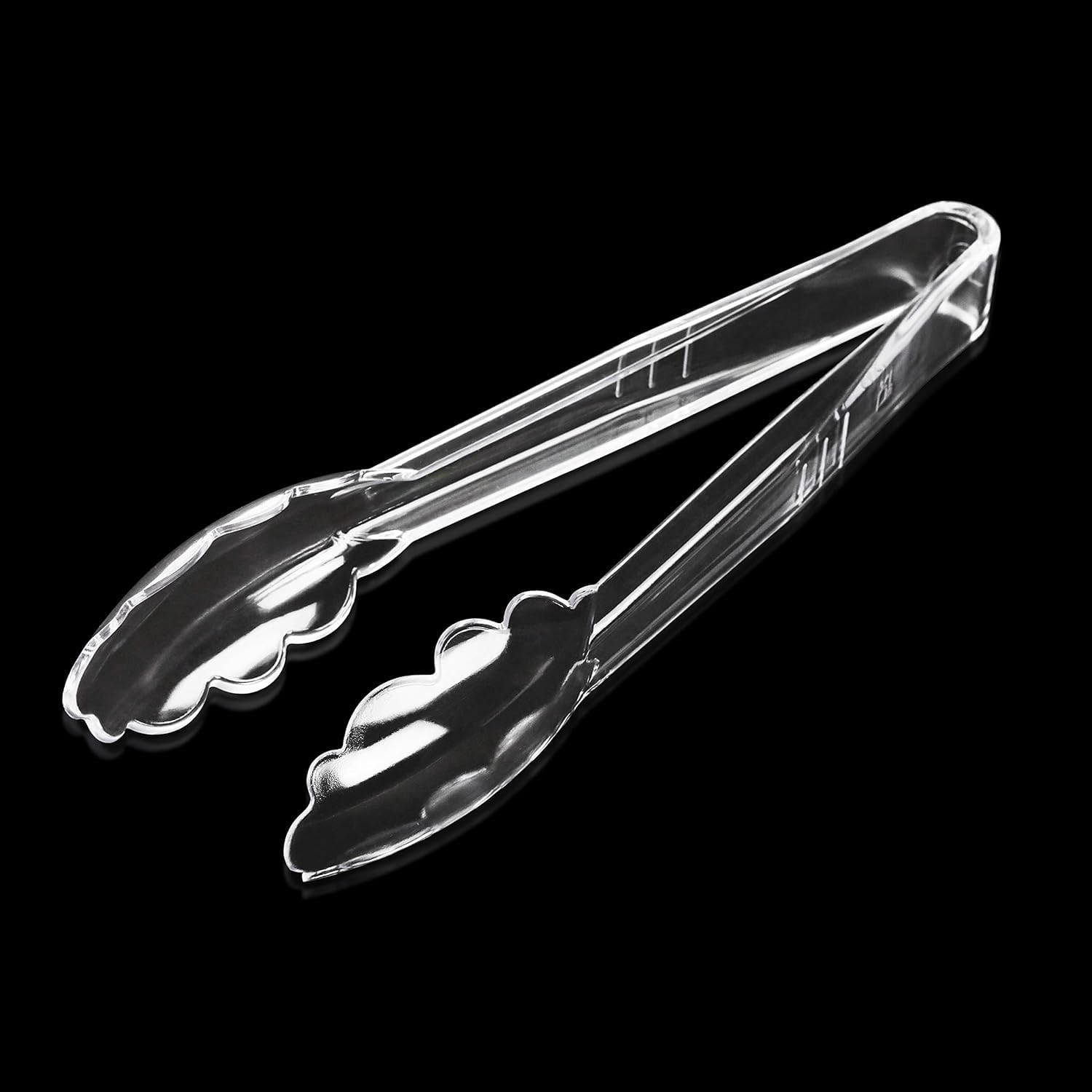 New Star Foodservice 35643 Utility Tong, High Heat Plastic, Scalloped, 9 inch, Set of 12, Clear