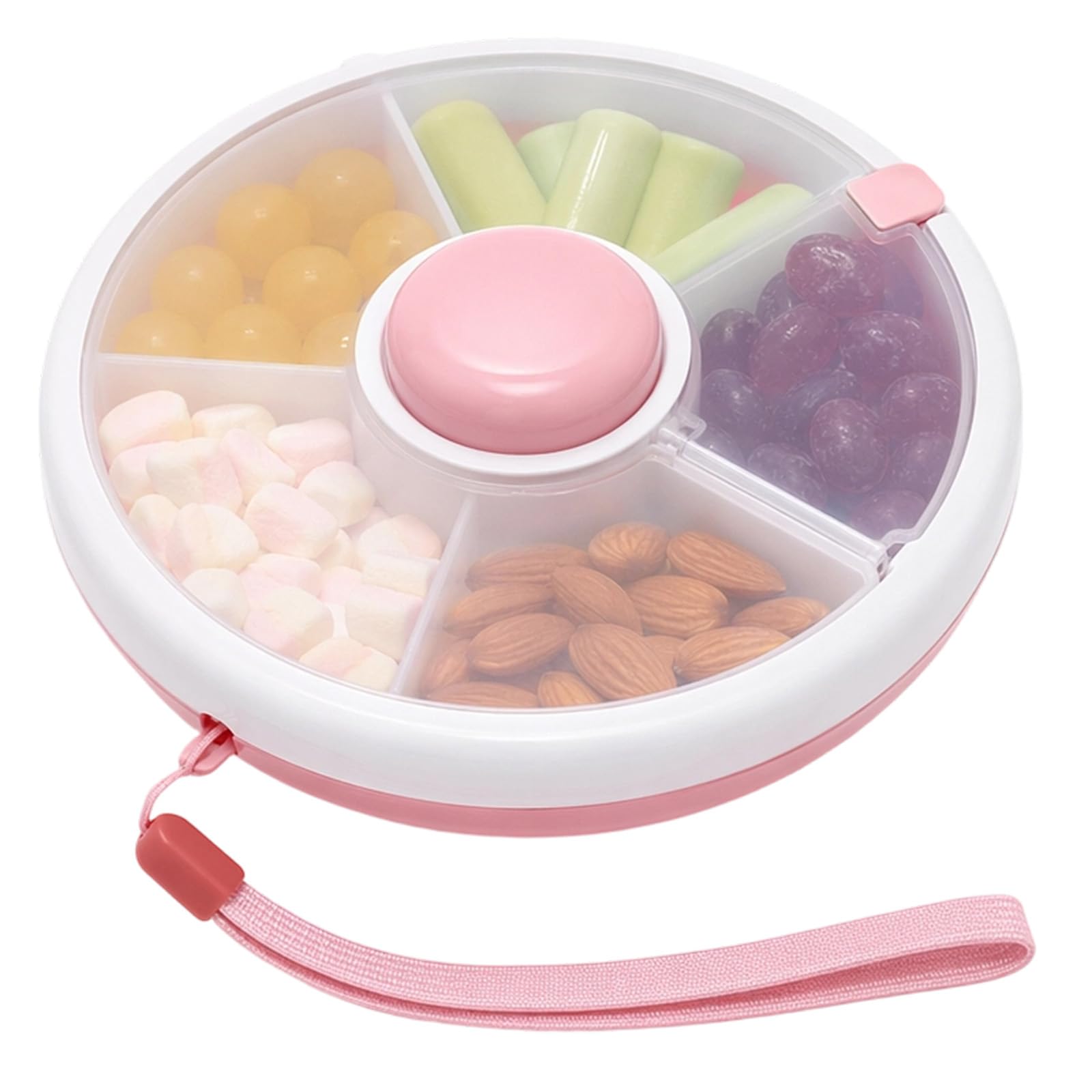 ZPSCXQ Snack Box, Spinning Snack Box Kids Travel Tray with Five Compartments, Portable Snack Box Kids for School Lunch Organisation and Portion Control, Dimensions 18.8 by 17.8 by 6 cm
