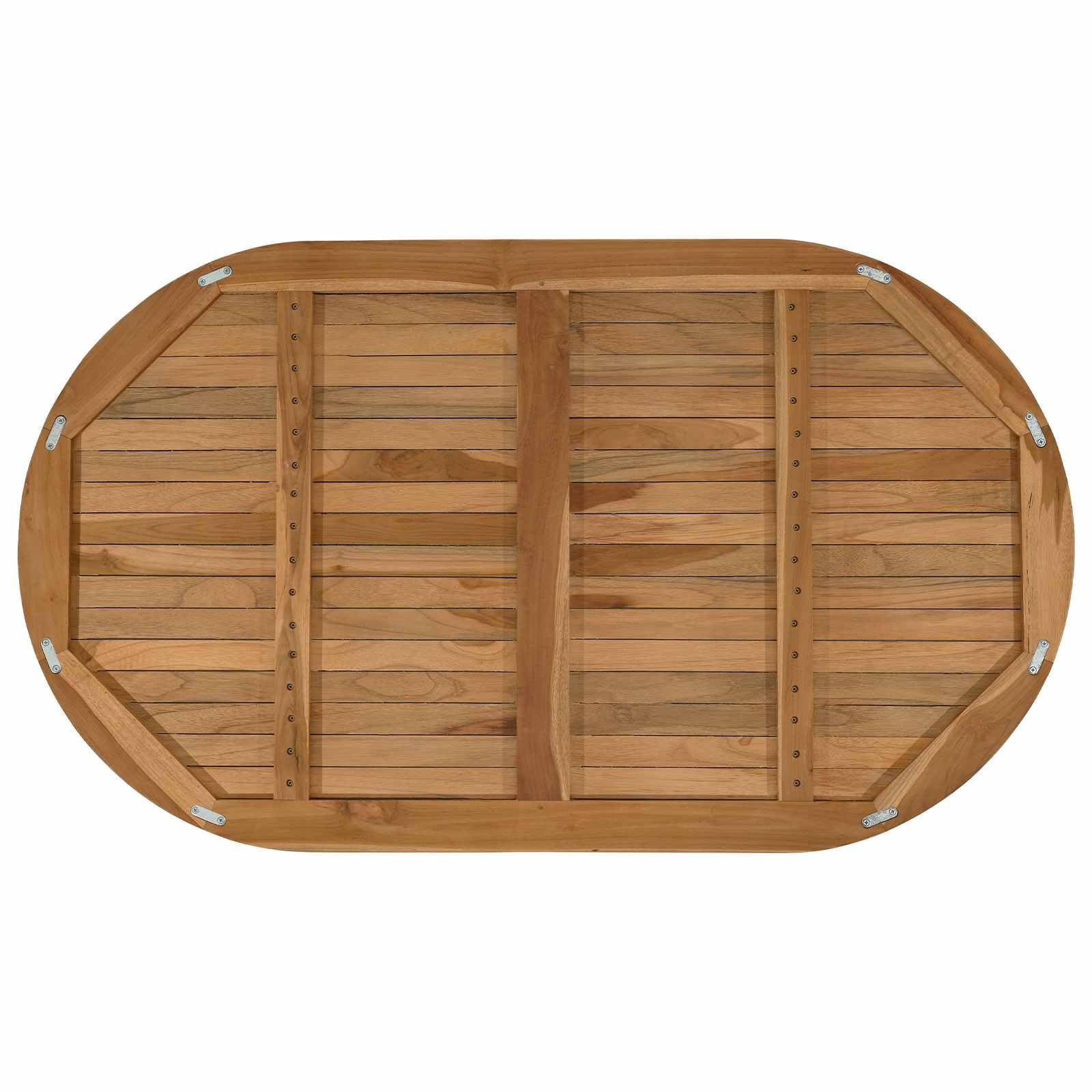 vidaXL Plateau de Table Ovale Bois de Teck Massif Naturel, Plateaux de Table de Cuisine Moderne, en Teck, Marron Solide, Parfaits pour Repas, Bureaux, mobilier décontracté
