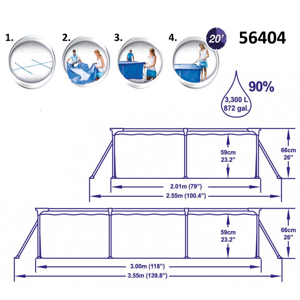 Bestway Piscina, Multicolor, 300 x 201 x 66 cm