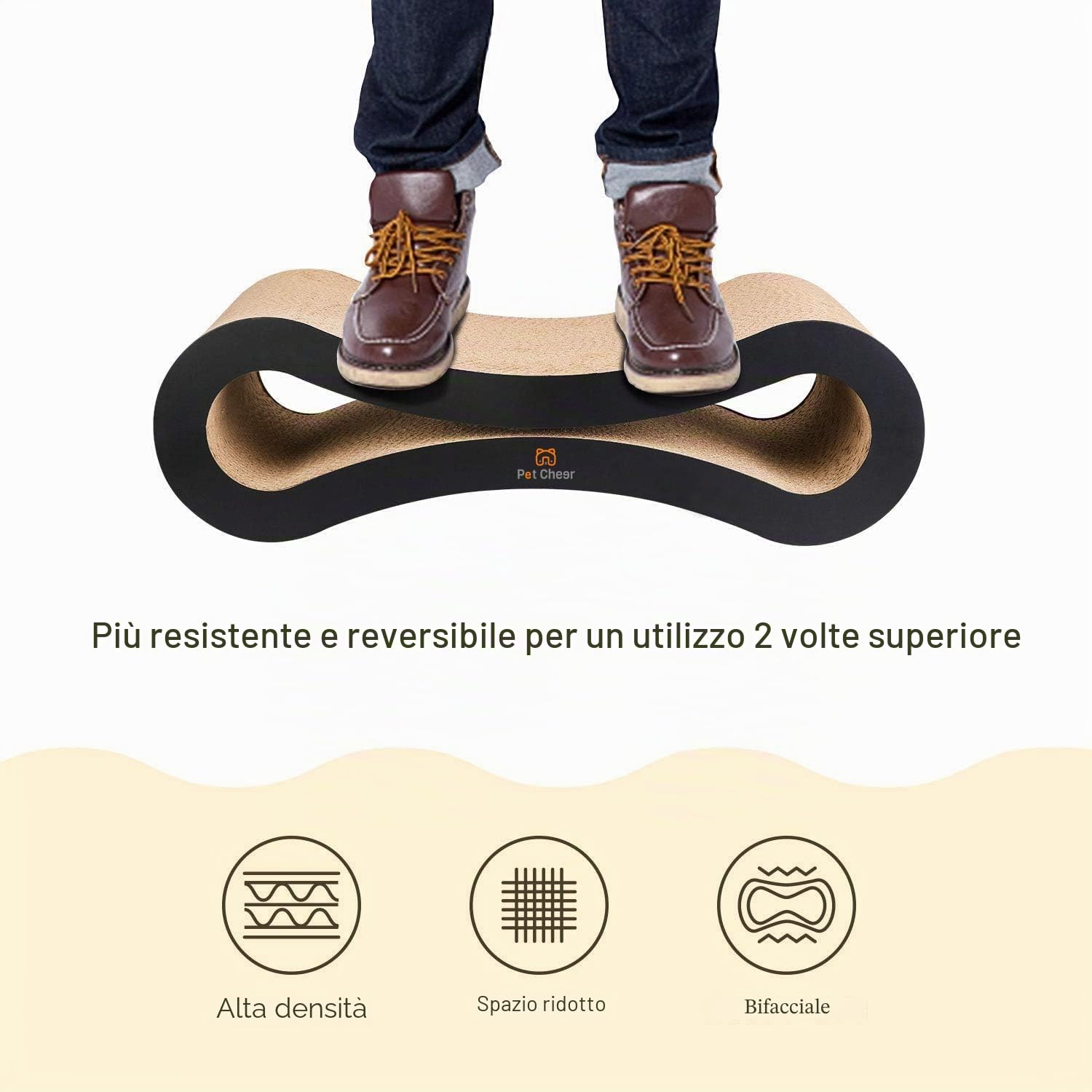 Tiragraffi per Gatti, Prodotto di Design in Cartone ondulato,ideale come lounge, letto, Cuccia, Palestra e Graffiatoio,Completamente Riciclabile