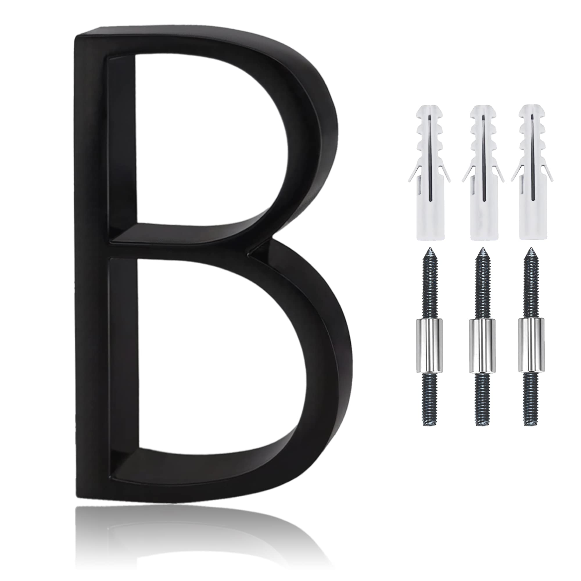 5" Stainless Steel Floating House Number, Metal Modern House Numbers, Mailbox Decor Number with Nail Kit, Coated Black, 911 Visibility Signage (B)