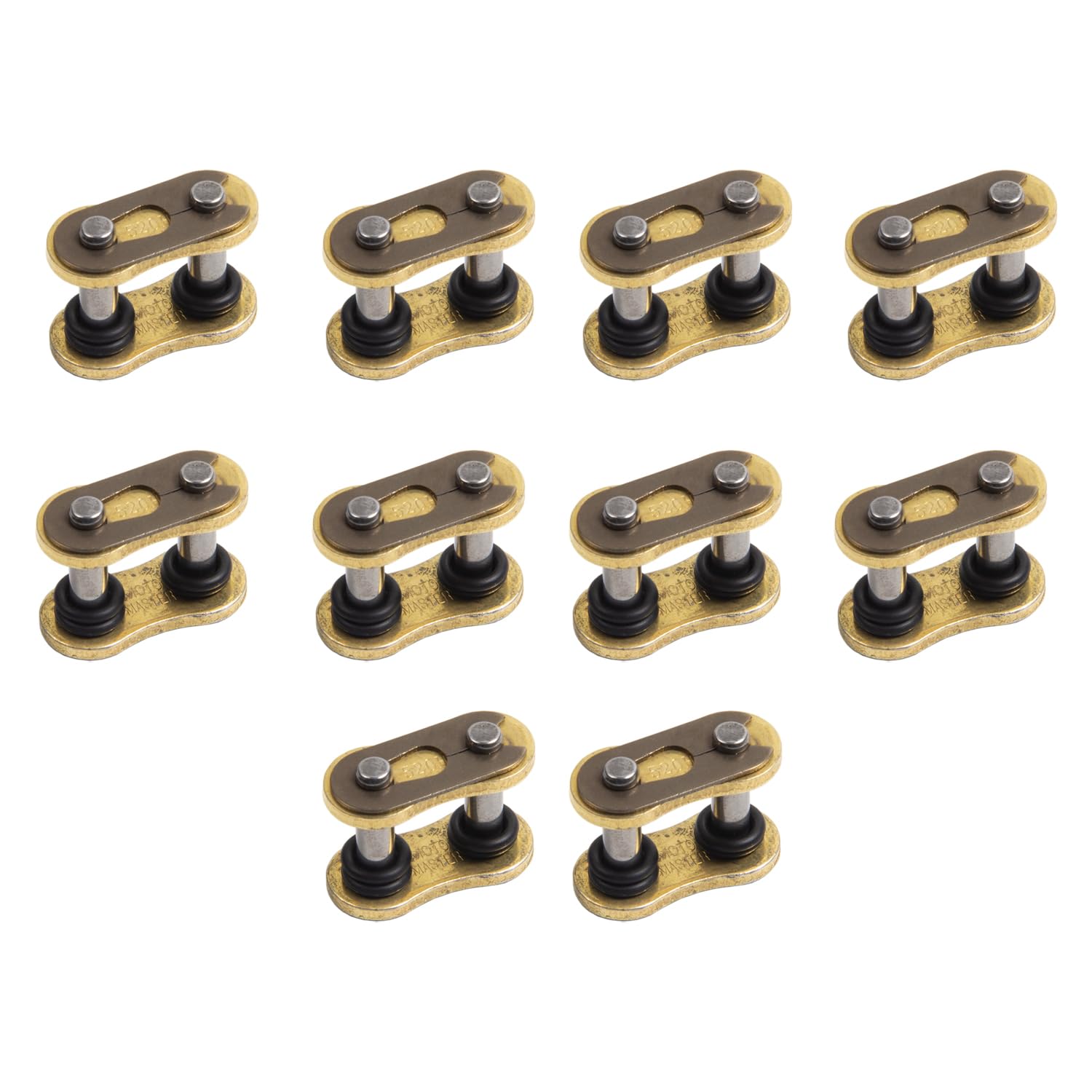 Eslabón de cadena para motocicleta MOTOMASTER 520 con junta tórica (10 piezas) Compatible con Universal/Honda/Yamaha/BMW/Kawasaki/Indian/Suzuki/Ducati/Victory/Triumph/KTM/Aprilia