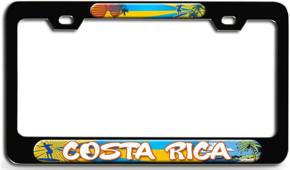 Makoroni - Costa RICA Surfing Bl Steel License Plate Frame - License Tag Holder 3D Design