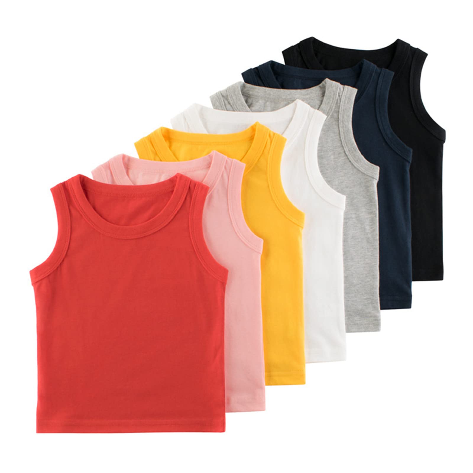 Baby Toddler Boys Girls Kids Tank Tops Sleeveless Solid Color Vest Shirt Clothes Crew Neck Tee Shirt Tops Summer Tee Top Dark Blue