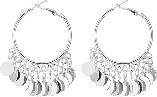 coadipress Bohemian Chandelier Coin Dangle Drop Earrings for Women Ethnic Gypsy Beads Tassel Sequins Earrings Vintage Tribal Chandelier Coins Geometric Hollow Out Earrings Jewelry Gifts
