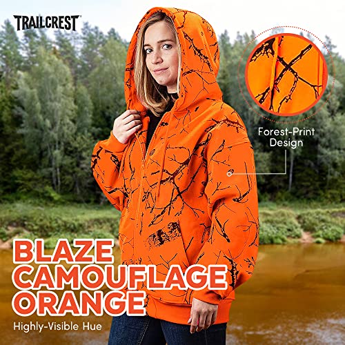 TrailCrest by Treel Orange Safety Full Zip High Visibility Thick Fleece Hoodie Sweatshirt Hunting Jacket2