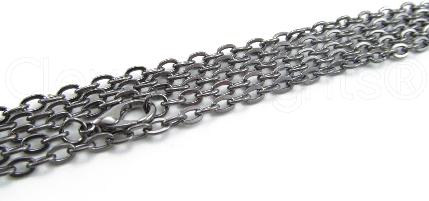 CleverDelights 3x4mm Cable Chain Necklaces - Mix Pack - 20 Pack - 24 Inch Length - Image 7