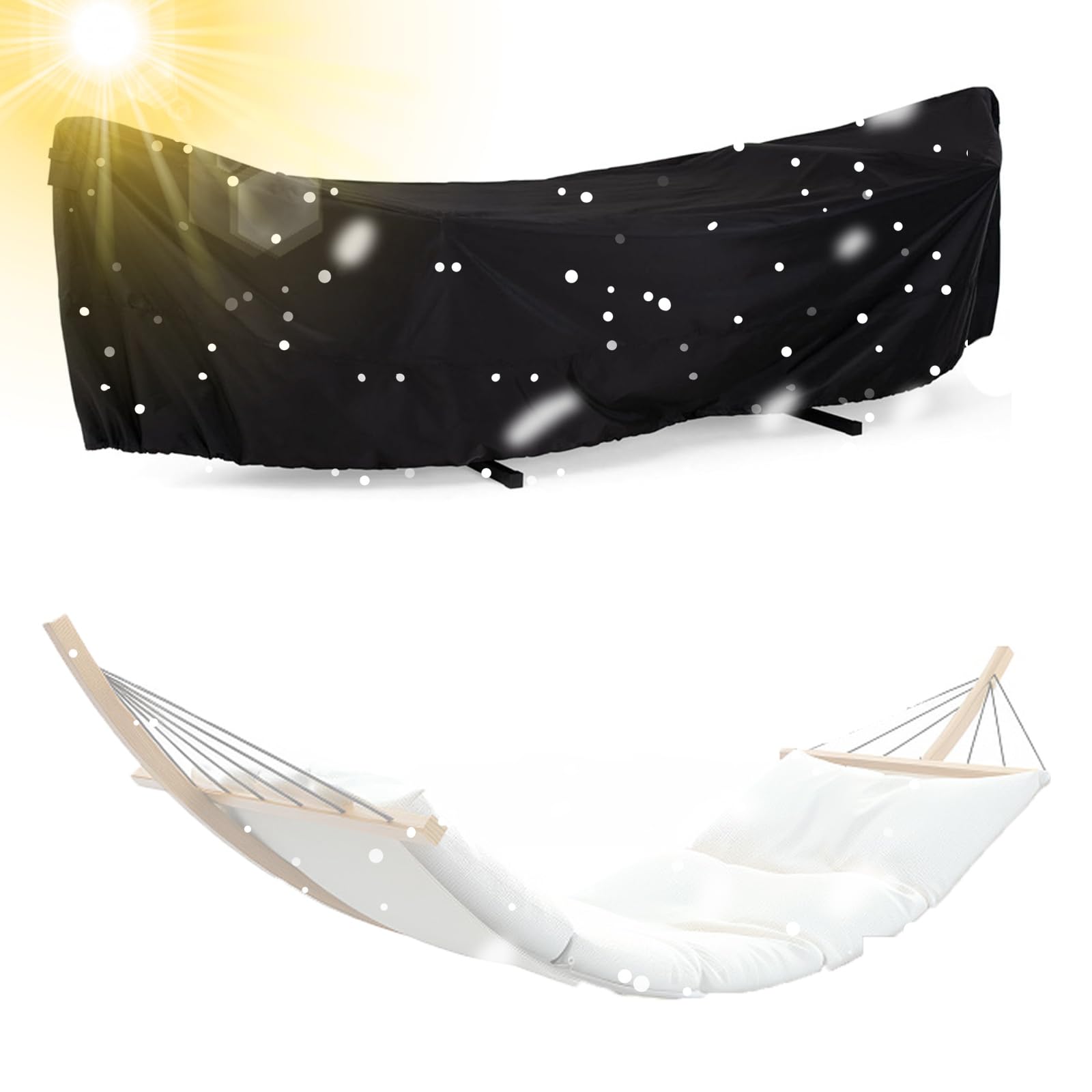 Housse de hamac Oxford 210D – Housse de protection extérieure imperméable pour hamac de jardin, bâche de camping durable pour hamacs suspendus. Dimensions : 285 x 17 x 80 cm. Couleur : noir