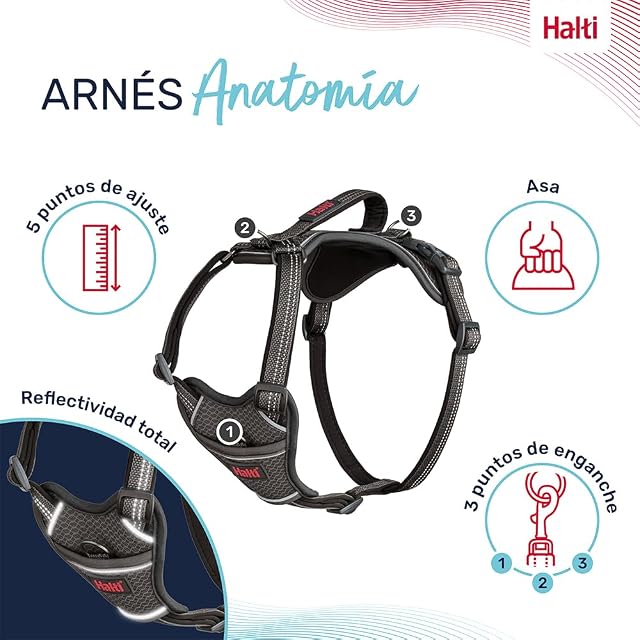 Foto 3 de 6 de Arnés de Perro Halti Anatomía con asa - Tamaño XS, Gris