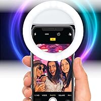 Vista 6 de Bower Anillo de luz con clip para teléfono 36 LED ultra amplio rango recargable selfie luz con 3 niveles de brillo – ideal para fotos de selfies