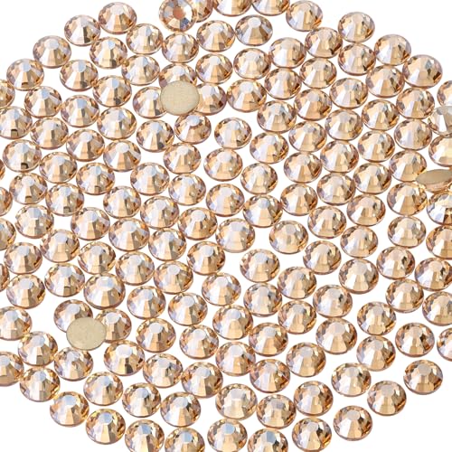 Image of 2000PCS SS20 /5mm Crystal Glass Rhinestones for Bedazzling (Golden Shadow) | Flatback Rhinestones for Crafting DIY Nail Art Makeup Decoration, Gems Diomand Charms for Tumbler Shoes Clothing Mug