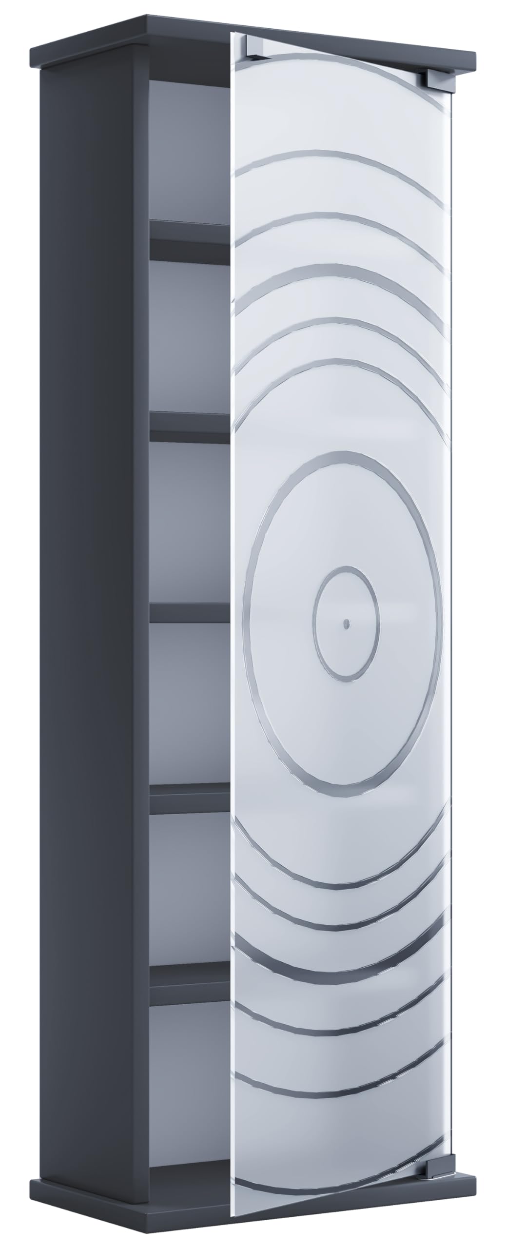 VCM Bois,CD,DVD,Stand,étagère,Armoire,Rangement,étagère sur Pied,Support,Porte vitrée,Tilano,M Anthracite