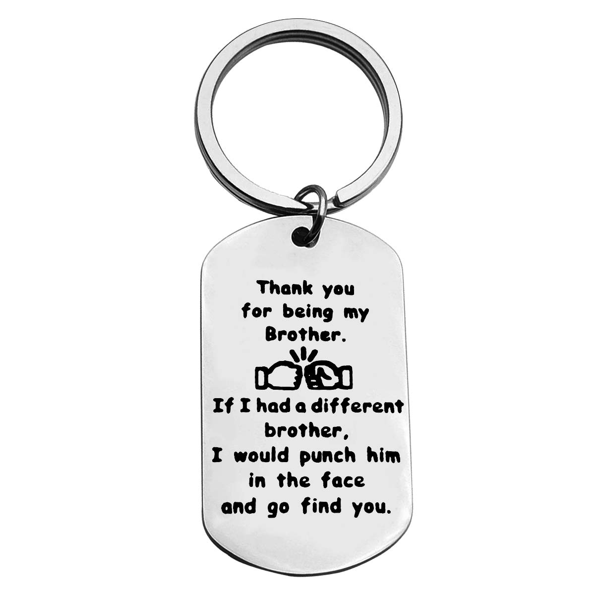 Dabihu Men's Silver Brother Keychain Funny Brother Gifts From Sister Brother Thank You For Being My Brother Keyring Best Friend Gift Friendship Gifts For Wedding Christmas Birthday Gift Brother To Brother Gifts