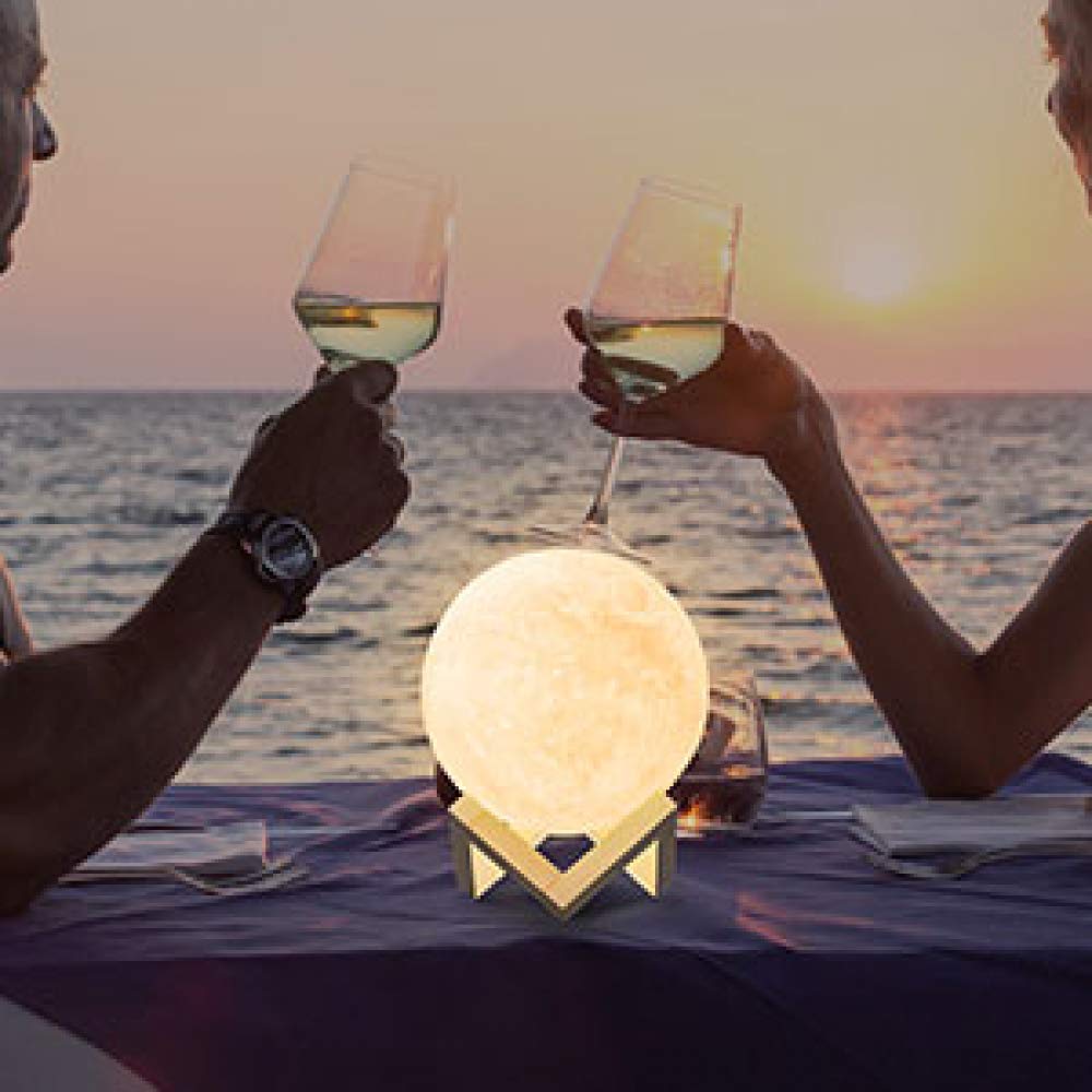 Lámpara De Luna Luz De Noche Para Bebé Impreso En 3D Luz De Luna Carga Usb Blanco Frío Amarillo Cálido, Adecuado Para Decoración De Habitaciones Luces Suaves, Control De Sensor Táctil
