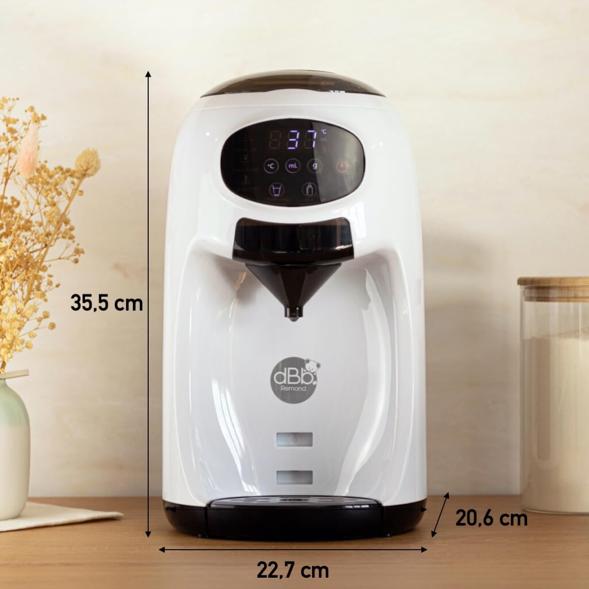 dBb Remond - Préparateur Biberons BIB & HOP - Machine Programmable pour Biberon de Lait Bébé - Chauffe et Mélange Automatique - Température Ajustable - Préparation Ultra Rapide - Accessoire Naissance