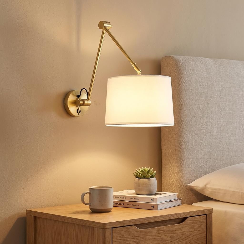 BARCELONA LED Aplique De Pared Elbow E27 Dorado Con Brazo Articulado