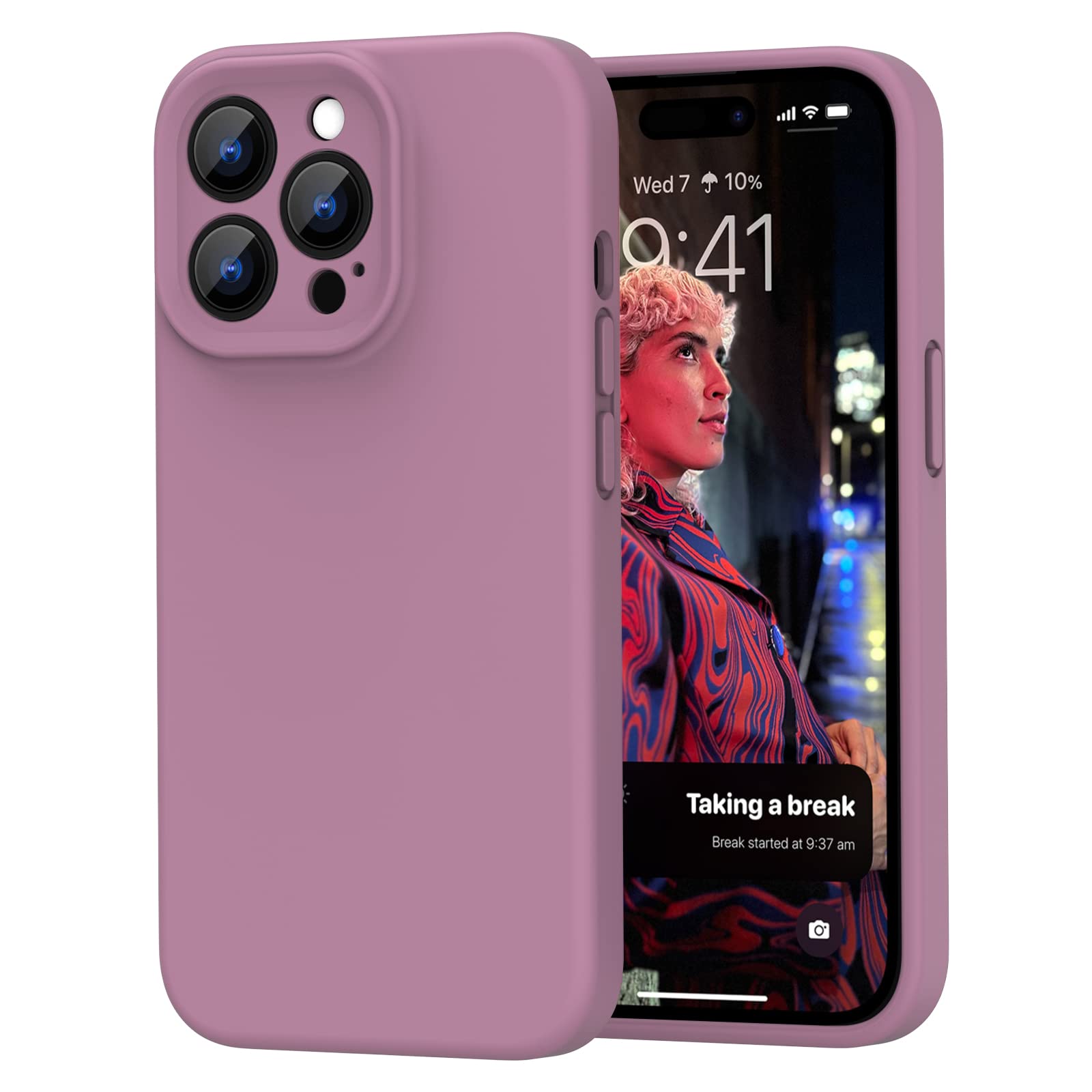 MAXCURYfor iPhone 14 Pro Case, Liquid Silicone [Camera Protection] Slim Fit Phone Cover, Shockproof Anti-Scratch Microfiber Lining Bumper Protective Cover for Apple 14 Pro (Blackcurrant Purple)
