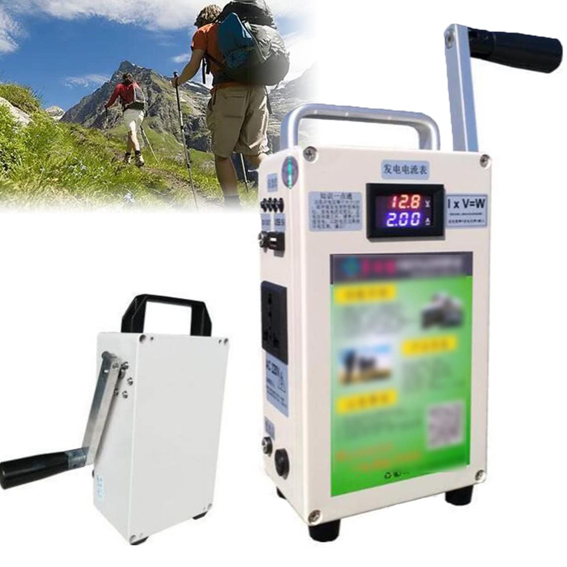Przenośny generator 150 W z korbą ręczną, wbudowana bateria litowa 5000 mAh o dużej pojemności, 12 V, 5,2 V, wytwarzanie prądu, do telefonu komórkowego kempingowego, 110 V