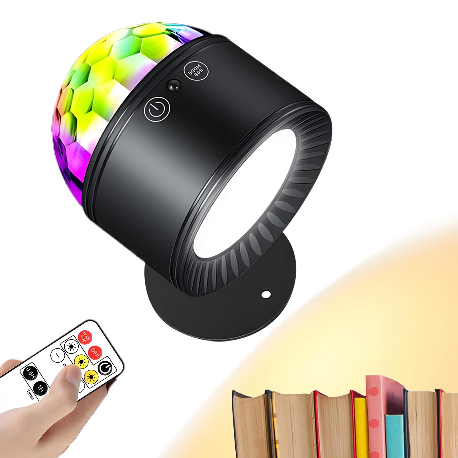 Lámpara de pared recargable doble cabeza y bola disco pequeña 8