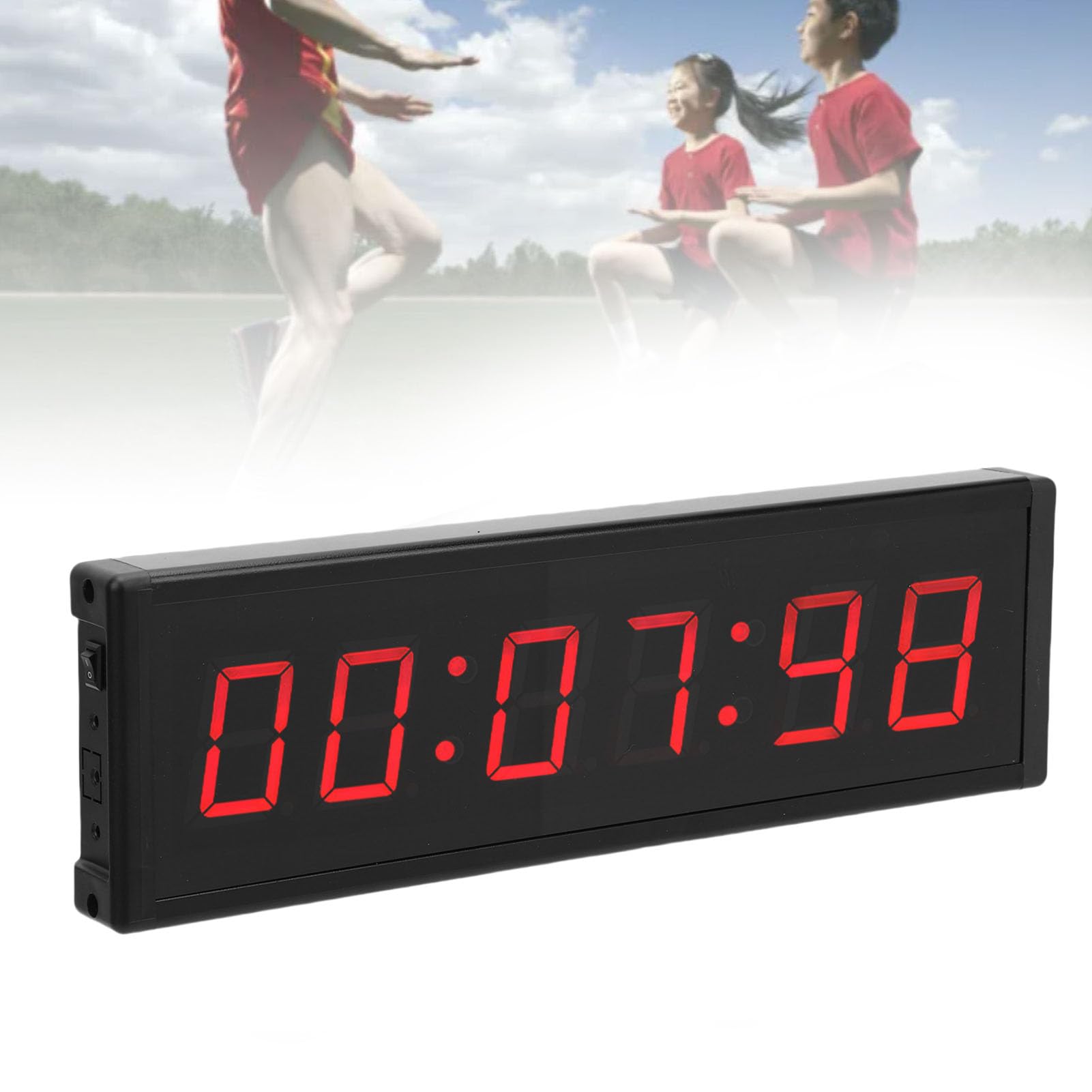 Fafeicy Temporizador de LED, Pantalla Roja de 6 Dígitos, Cuenta Regresiva, Cronómetro con Control Remoto Inalámbrico para Eventos de, Competiciones de Entrenamiento en Gimnasio