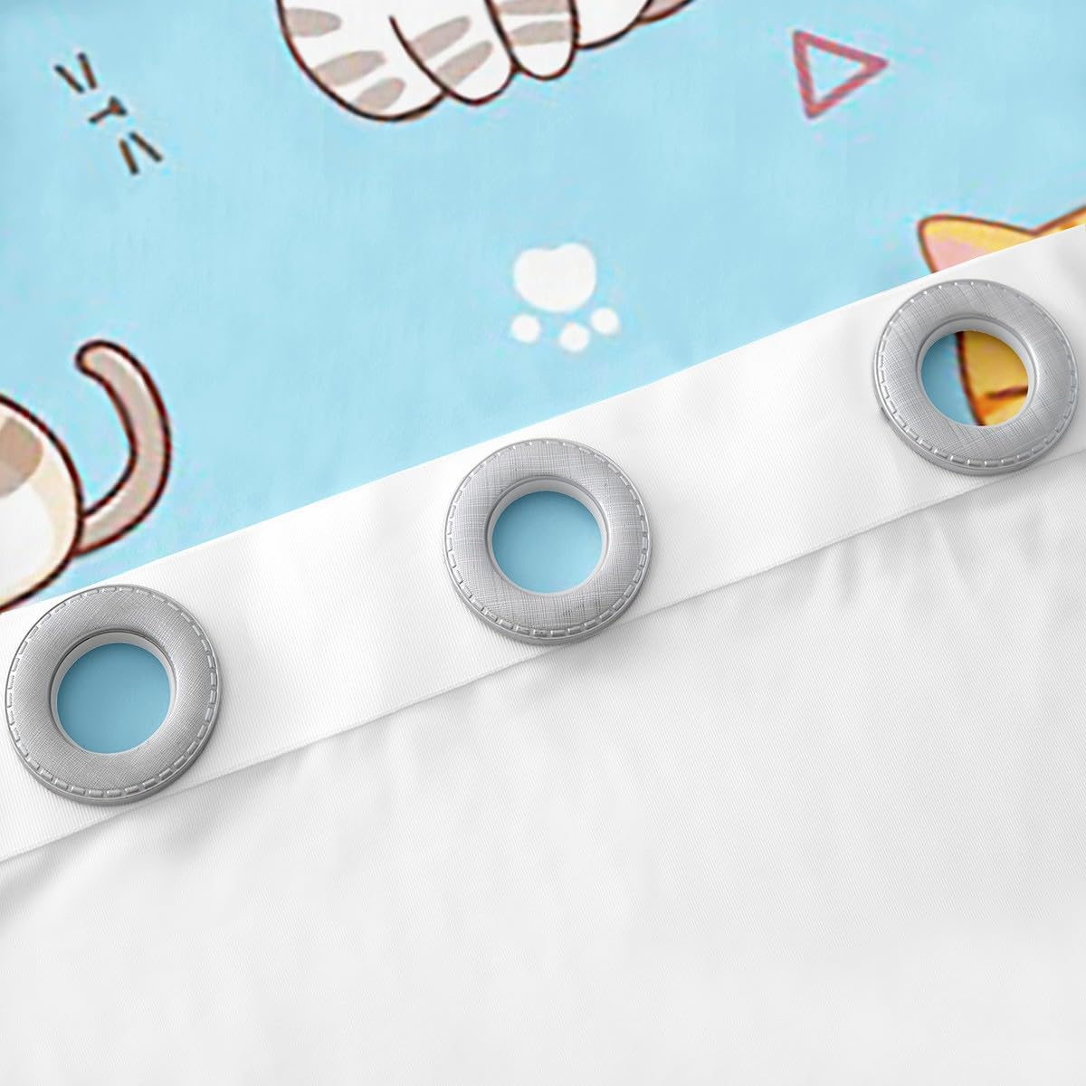 Erosebridal Lovely Animal Curtains Kids Cat Blackout Curtains for Kids, Cute Kawaii Curtains & Drapes Pastel Blue Bedroom Curtains, Kitten Pet Window Treatments Cartoon Animal Themed Room Decorative
