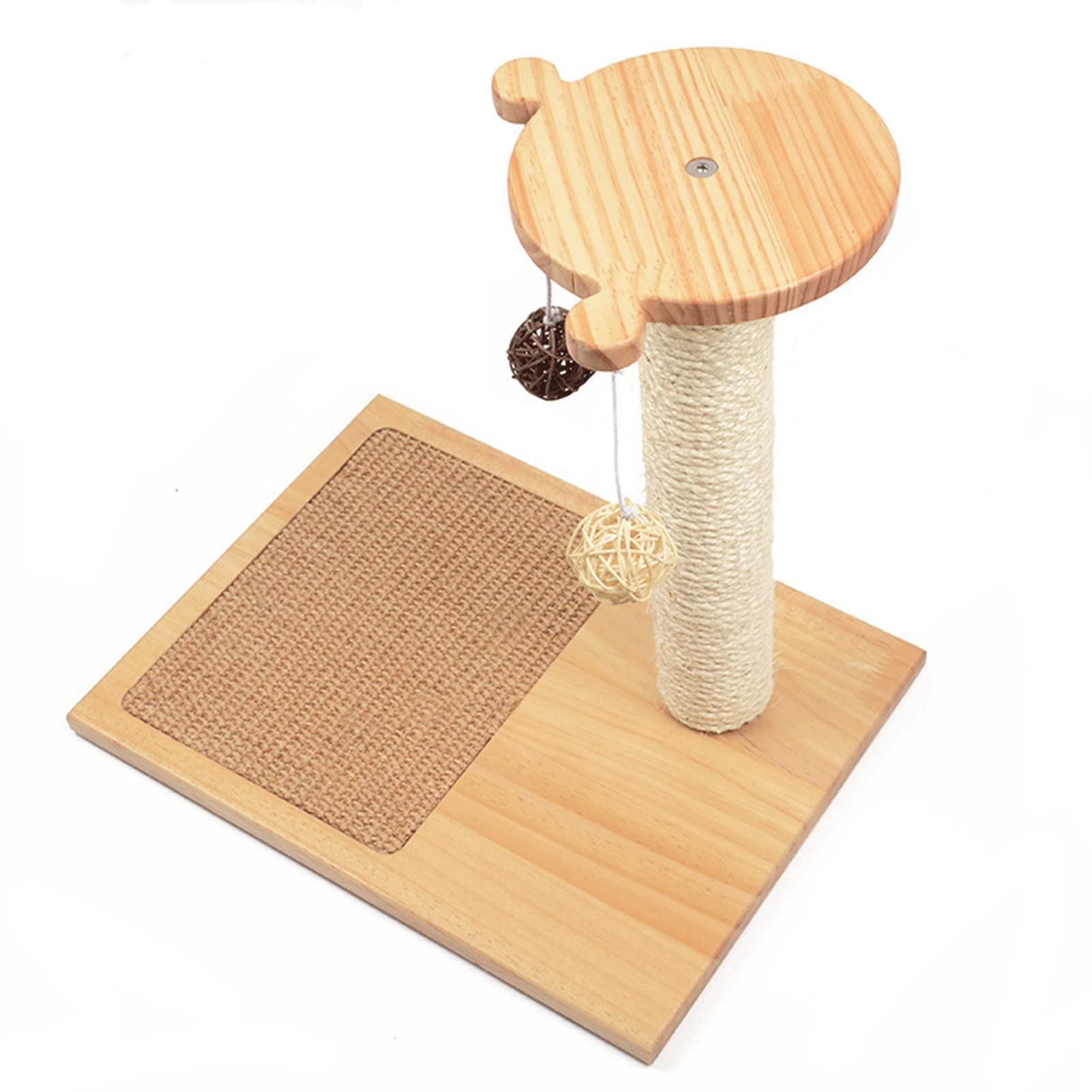 Multi-Level Cat Tower House Condo Cat Climbing Tree Solid Wood Cat Climbing Frame with Scratching Posts Rattan Toy Ball for Medium Small Cats